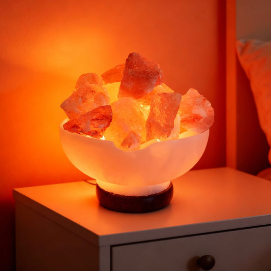 Himalayan Salt Lamp – White Fire Bowl with Pink Chunk (Salt Lamps)